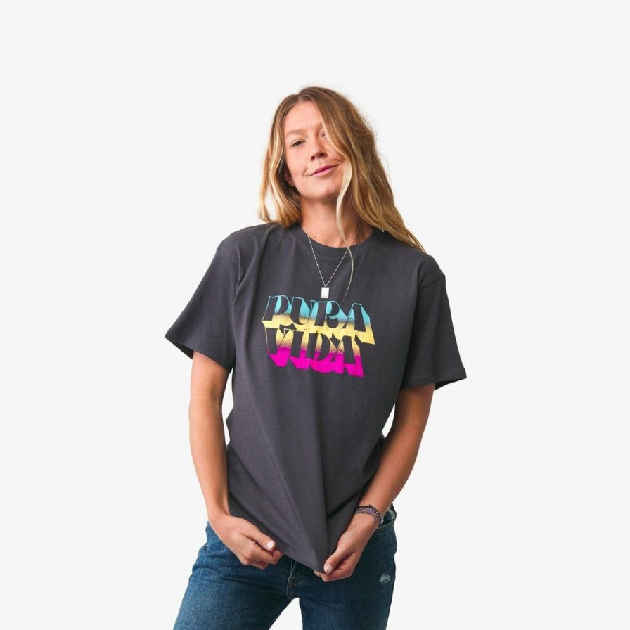 Clothing * | Discount Pura Vida Bracelets Pura Vida Color Block Tee