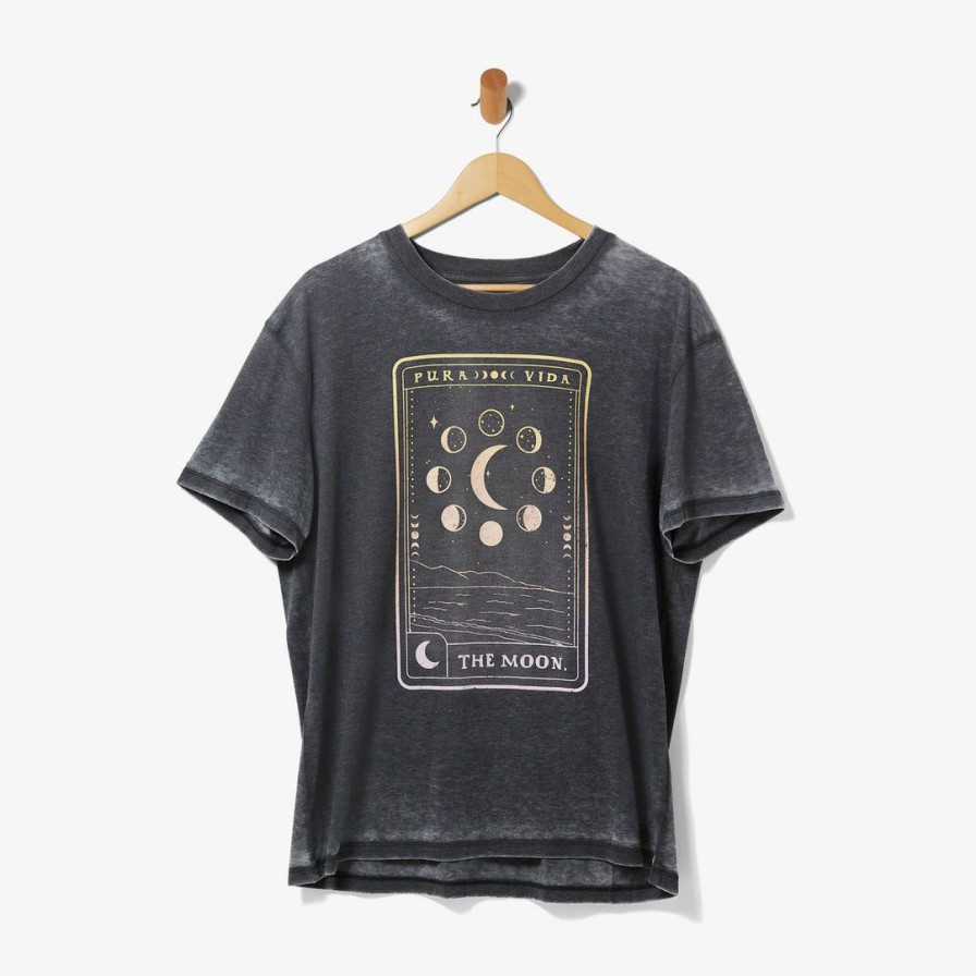 Clothing * | Brand New Pura Vida Bracelets Moon Tarot Tee Vintage Black Burnout