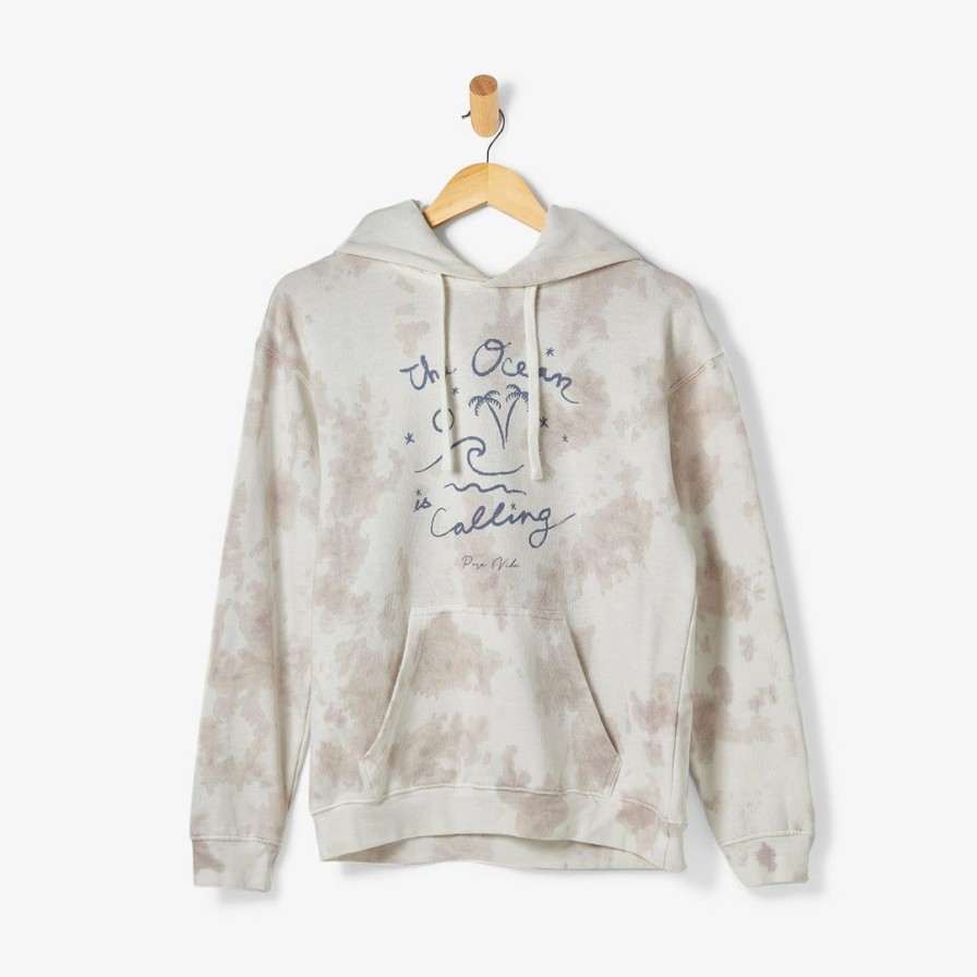 Clothing * | Deals Pura Vida Bracelets Clothing The Ocean Is Calling Hoodie Mushroom Tie-Dye