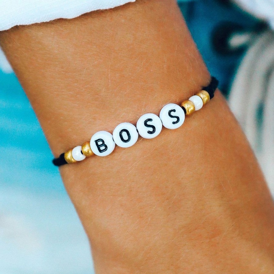 Jewelry * | Cheap Pura Vida Bracelets Boss Alphabet Bead Bracelet