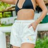 Clothing * | Discount Pura Vida Bracelets Rainbow Wave Sweatshorts Vintage White