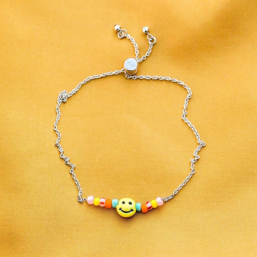 Jewelry * | Deals Spring 2021 Best Sellers Happy Face Slider Bracelet