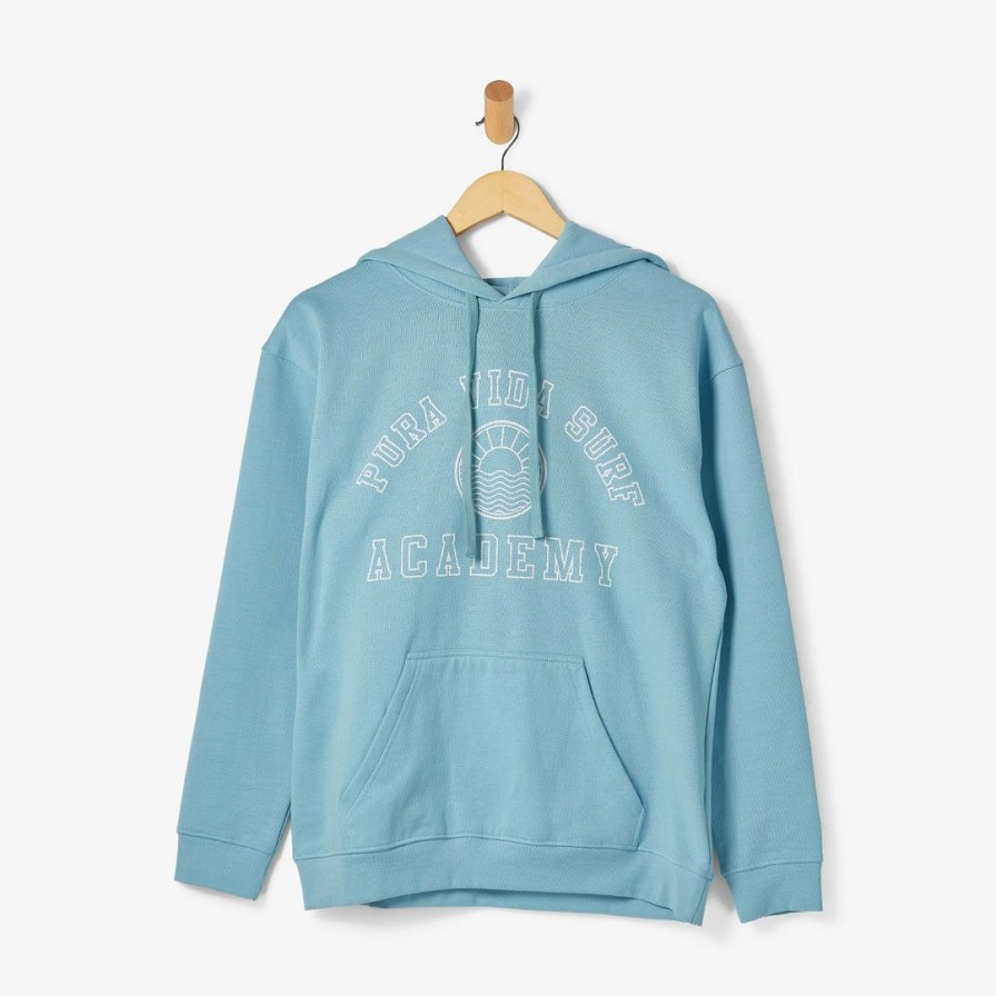 Clothing * | Promo Pura Vida Bracelets Pv Surf Academy Hoodie Best Sellers Pale Blue