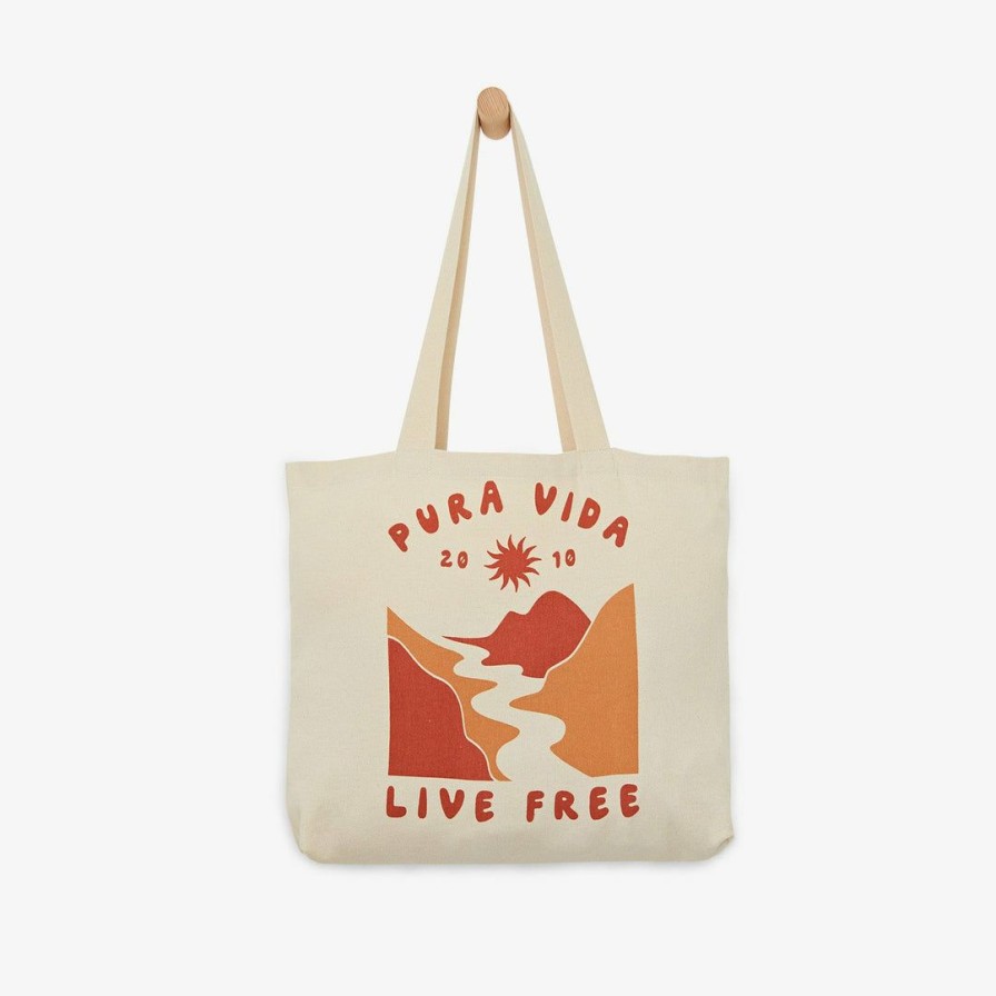 Accessories * | Best Sale Pura Vida Bracelets Live Free Canvas Tote Best Sellers