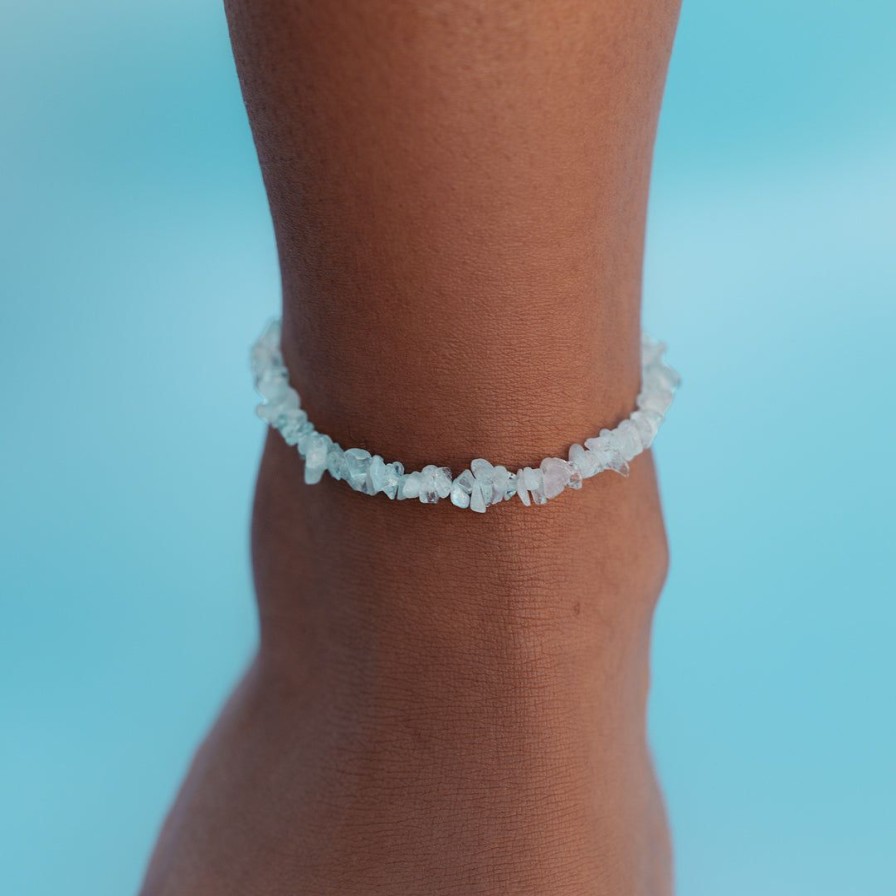 Jewelry * | Wholesale Pura Vida Bracelets Aquamarine Ocean Conservation Anklet Best Sellers