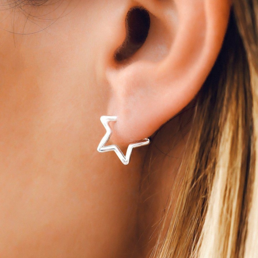 Jewelry * | Buy Pura Vida Bracelets Seeing Stars Hoop Earrings