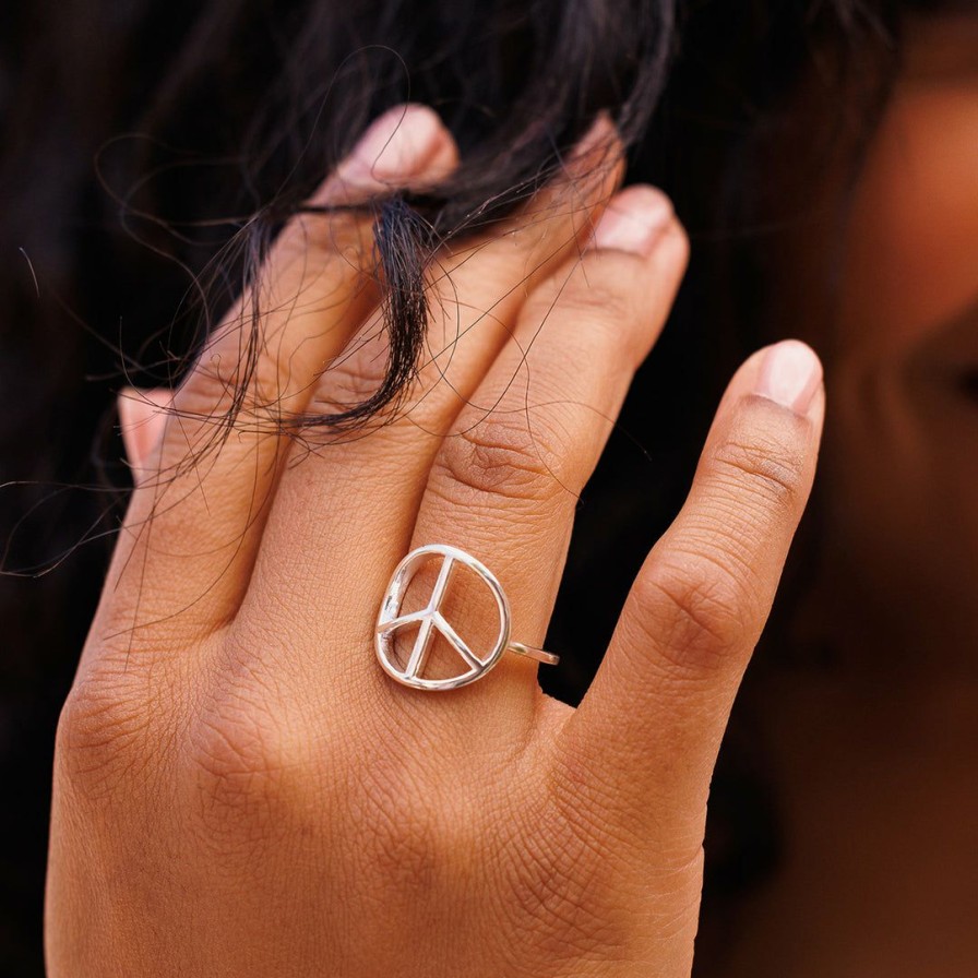 Jewelry * | Promo Pura Vida Bracelets Peace Sign Ring Best Sellers