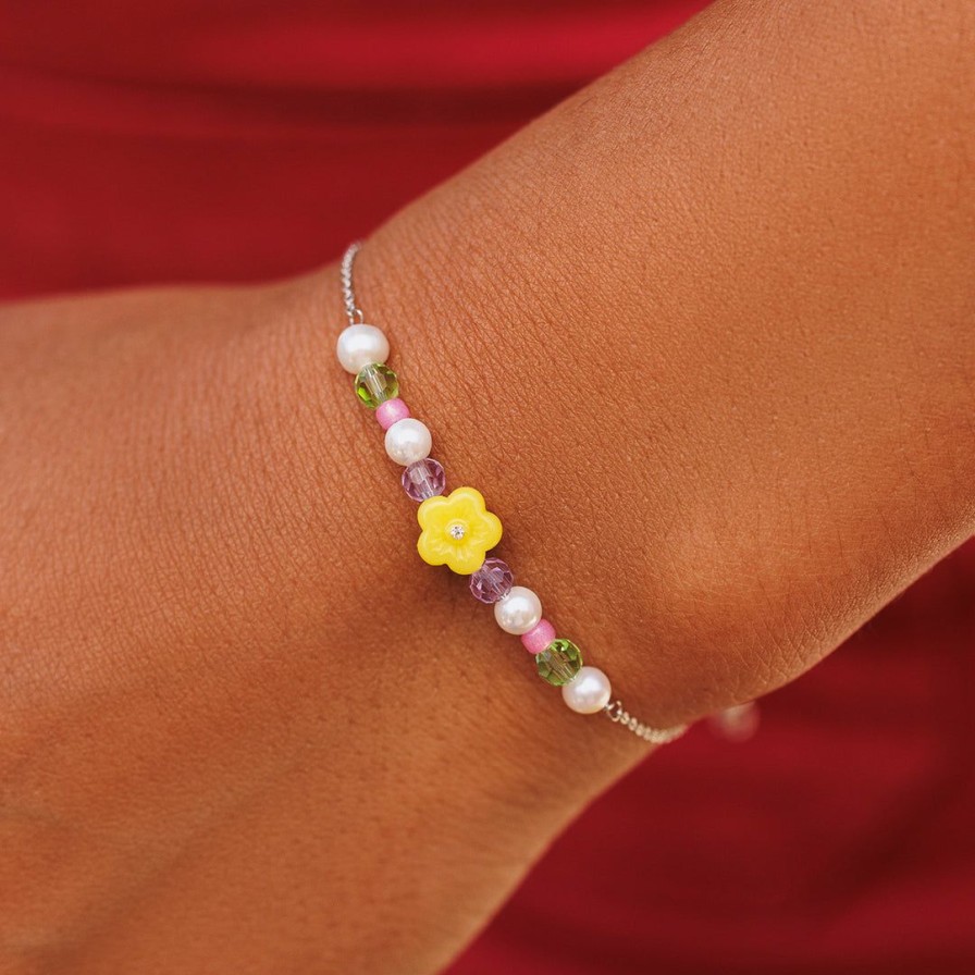 Jewelry * | Wholesale Pura Vida Bracelets Best Sellers Resin Flower & Mixed Seed Bead Slider Bracelet