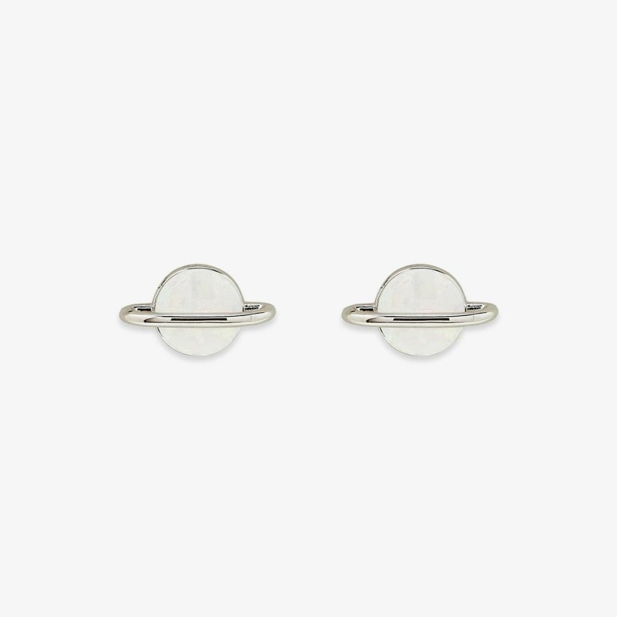 Jewelry * | Wholesale Pura Vida Bracelets Opal Saturn Stud Earrings