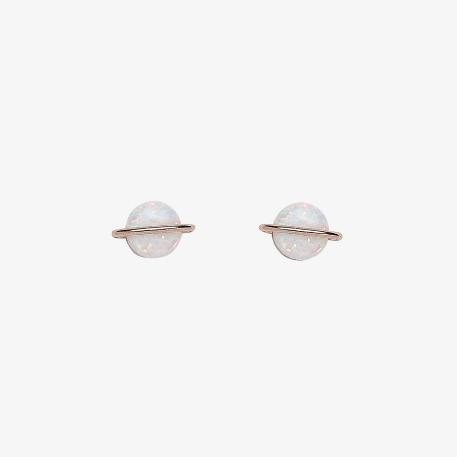 Jewelry * | Wholesale Pura Vida Bracelets Opal Saturn Stud Earrings