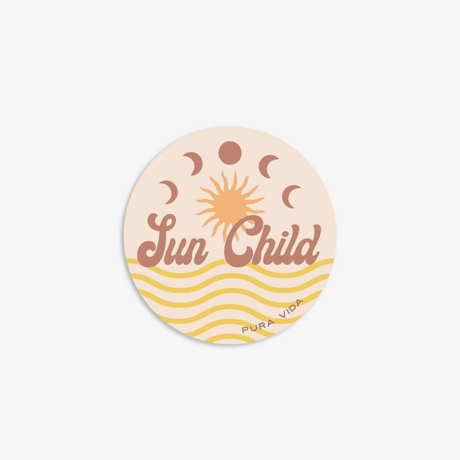 Accessories * | Best Deal Pura Vida Bracelets Sun Child Sticker Best Sellers