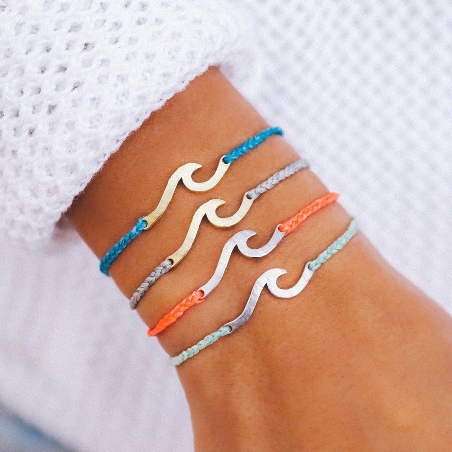 Jewelry * | Top 10 Pura Vida Bracelets Hammered Wave Charm Best Sellers