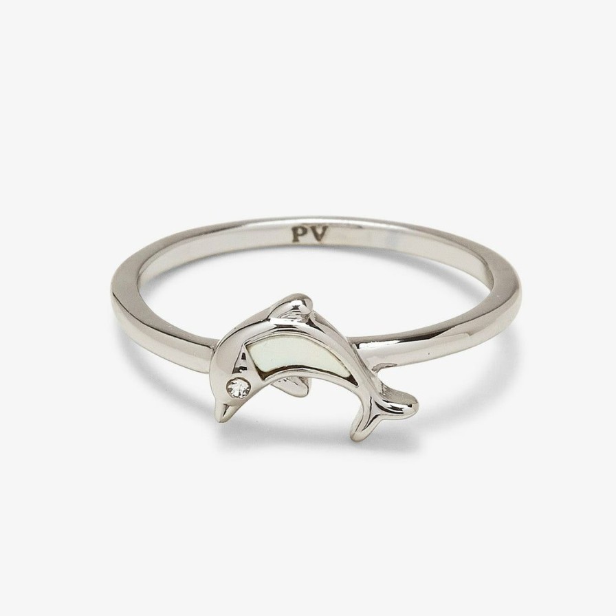 Jewelry * | Coupon Pura Vida Bracelets Mother Of Pearl Dolphin Ring