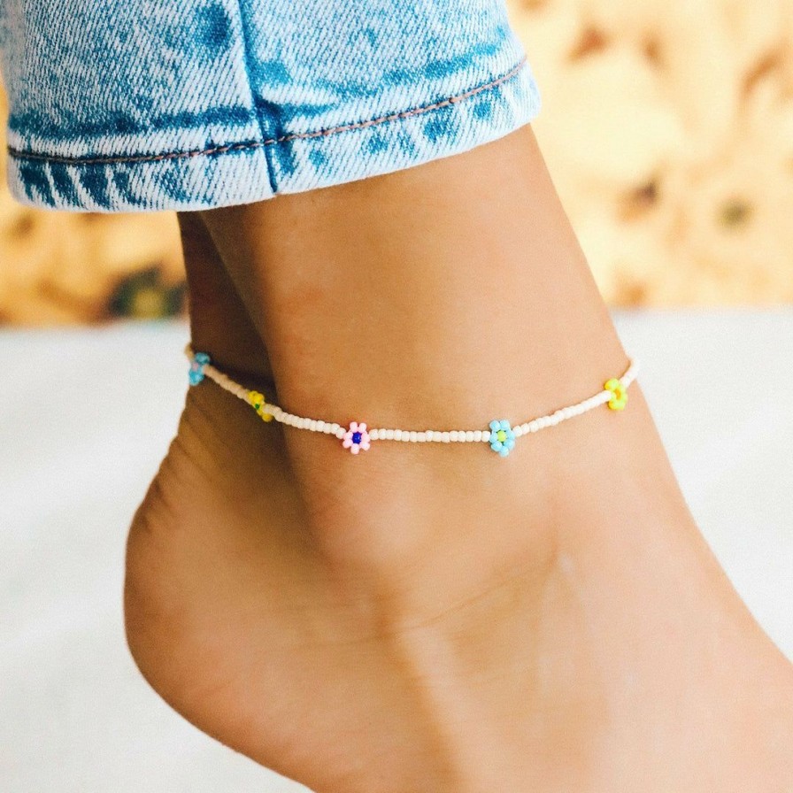 Jewelry * | Promo Spring 2021 Best Sellers Beaded Flower Anklet