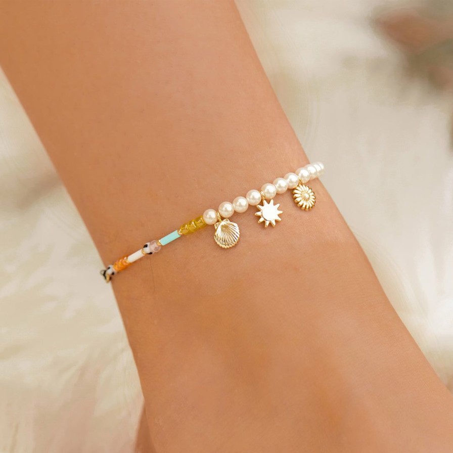 Jewelry * | Top 10 Pura Vida Bracelets Mixed Charm & Bead Anklet