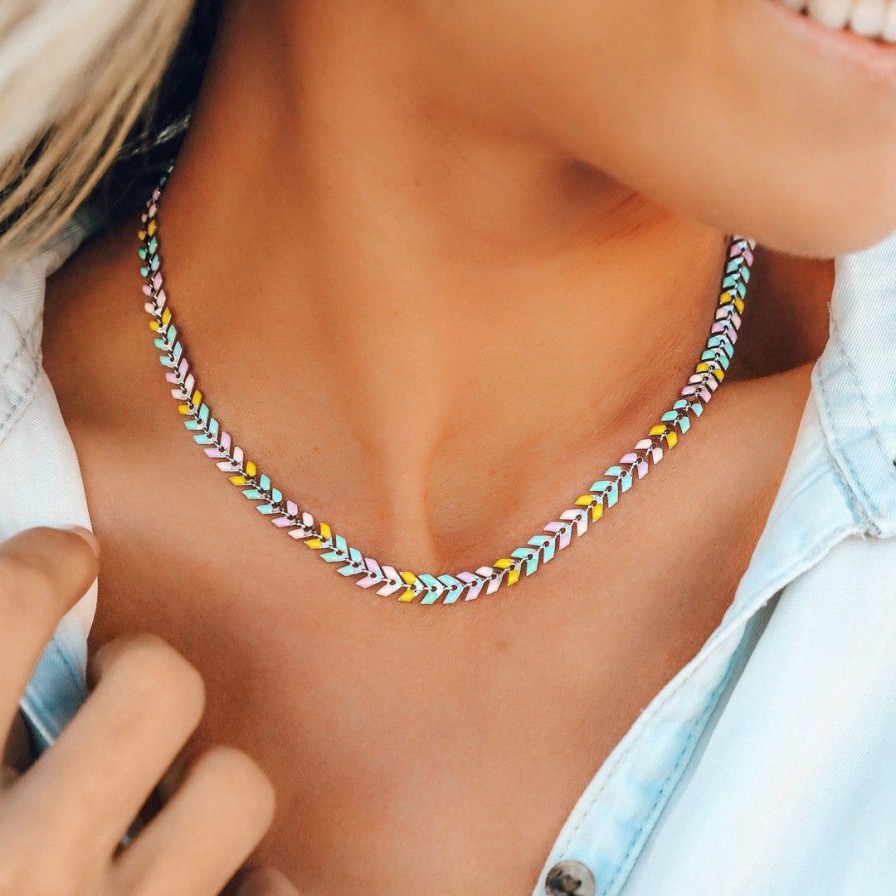 Jewelry * | Budget Spring 2021 Best Sellers Rainbow Chevron Choker