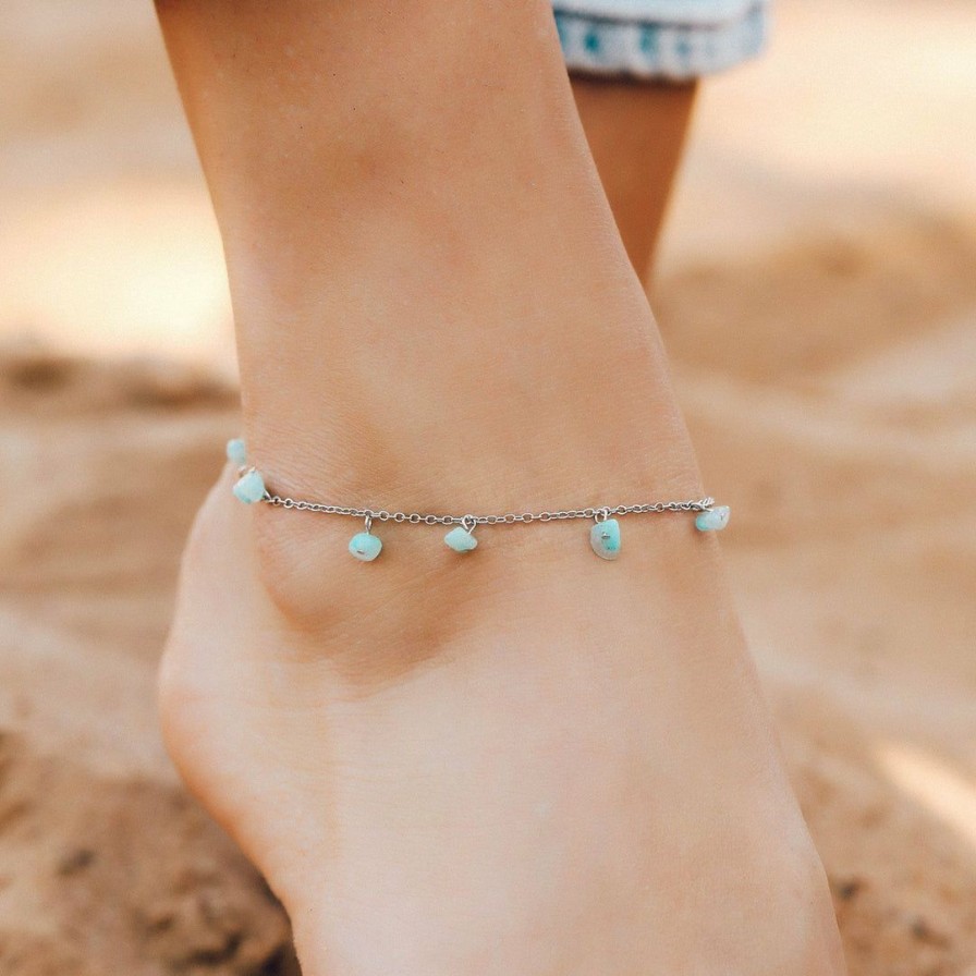 Jewelry * | Hot Sale Pura Vida Bracelets Dangling Gem Chain Anklet Best Sellers