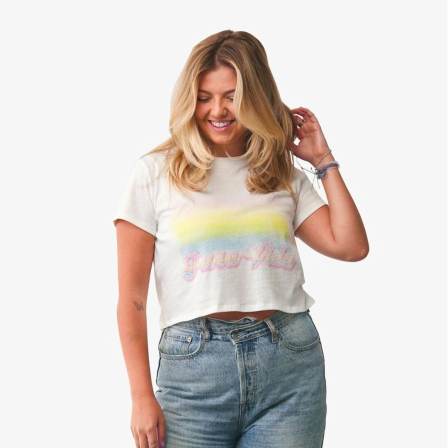 Clothing * | Hot Sale Pura Vida Bracelets Pura Vida Rainbow Crop Tee