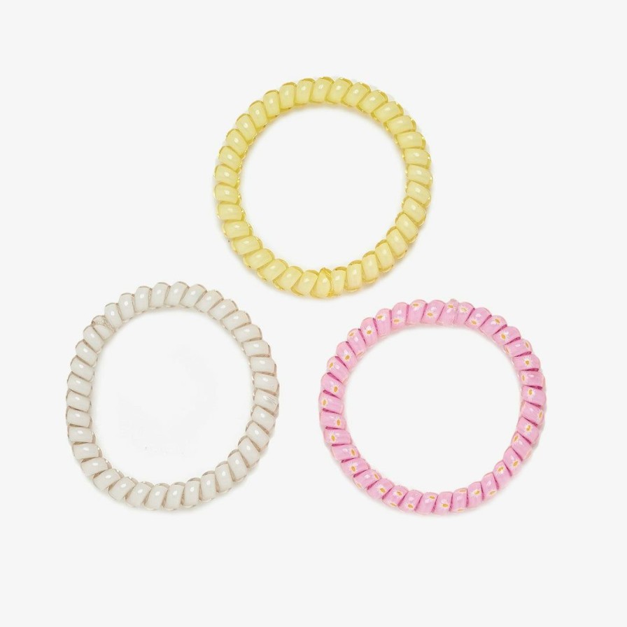 Accessories * | Best Sale Pura Vida Bracelets Daisy Coil Scrunchies (Set Of 3)