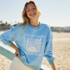 Clothing * | Best Deal Pura Vida Bracelets California State Of Mind Oversized Crew Fleece Pale Blue