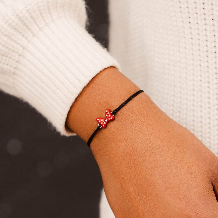 Jewelry * | Top 10 Disney Minnie Mouse Red Enamel Bow Charm Bracelet Disney Collection