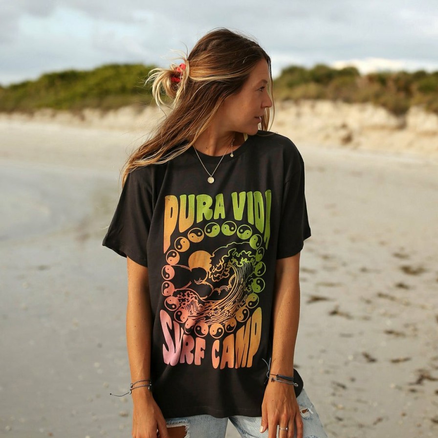 Clothing * | Wholesale Pura Vida Bracelets Clothing Surf Camp Tee Vintage Black