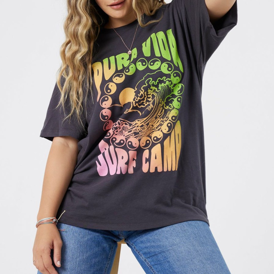 Clothing * | Wholesale Pura Vida Bracelets Clothing Surf Camp Tee Vintage Black