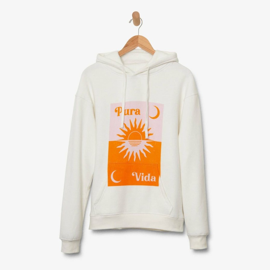 Clothing * | Coupon Pura Vida Bracelets Pv Rising Sun Hoodie Clothing Vintage White