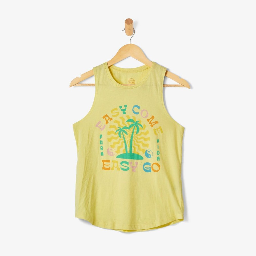 Clothing * | Flash Sale Pura Vida Bracelets Best Sellers Easy Come Easy Go Tank Yellow Iris