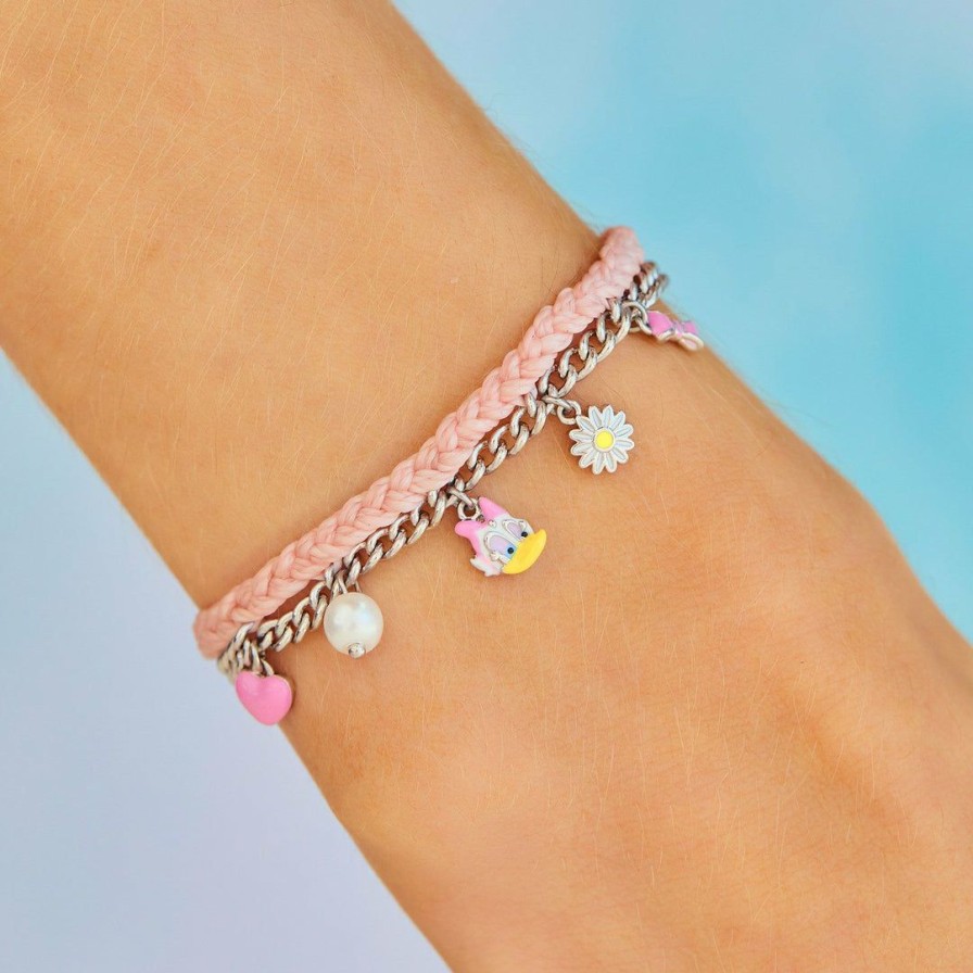 Jewelry * | Budget Disney Collection Disney Daisy Duck Multi Charm Bracelet