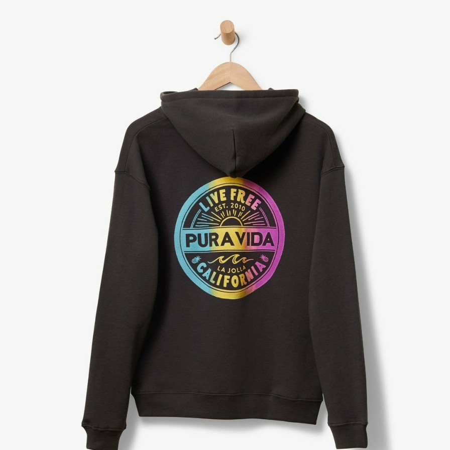 Clothing * | Cheap Pura Vida Bracelets Live Free Hoodie Men'S