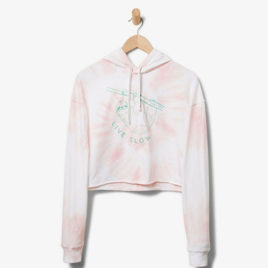 Clothing * | Promo Pura Vida Bracelets Live Slow Crop Hoodie Best Sellers