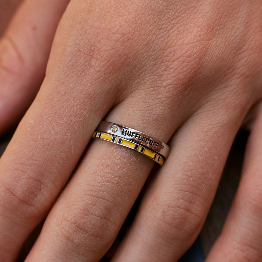 Jewelry * | Coupon Harry Potter Hufflepuff House Ring Stack