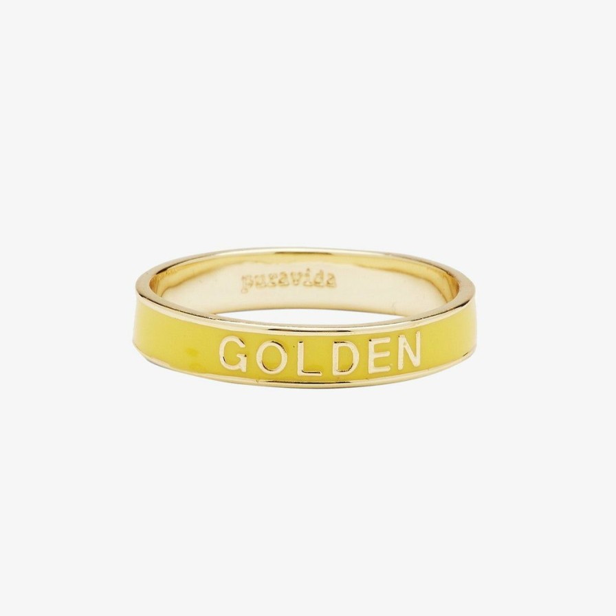 Jewelry * | Coupon Spring 2021 Best Sellers Golden Enamel Word Ring