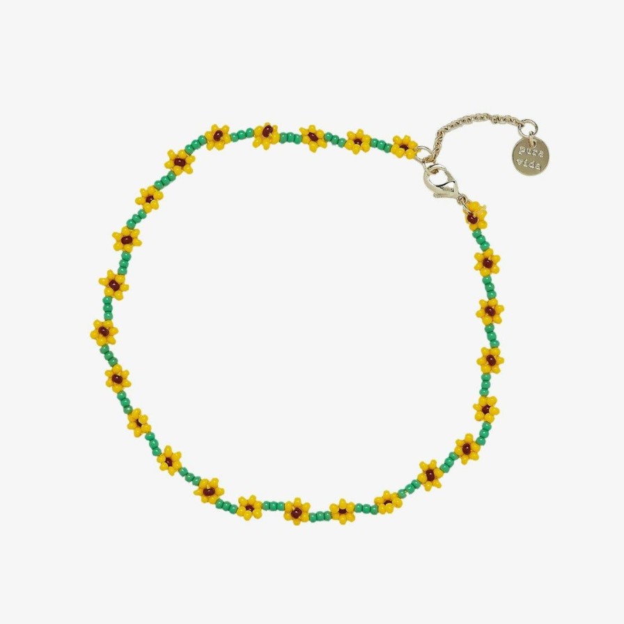 Jewelry * | Coupon Pura Vida Bracelets Sunflower Seed Bead Anklet Best Sellers