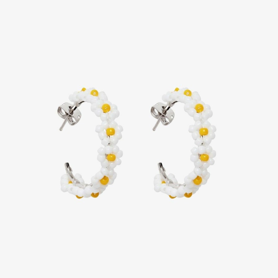 Jewelry * | Outlet Spring 2021 Best Sellers Beaded Flower Hoop Earrings