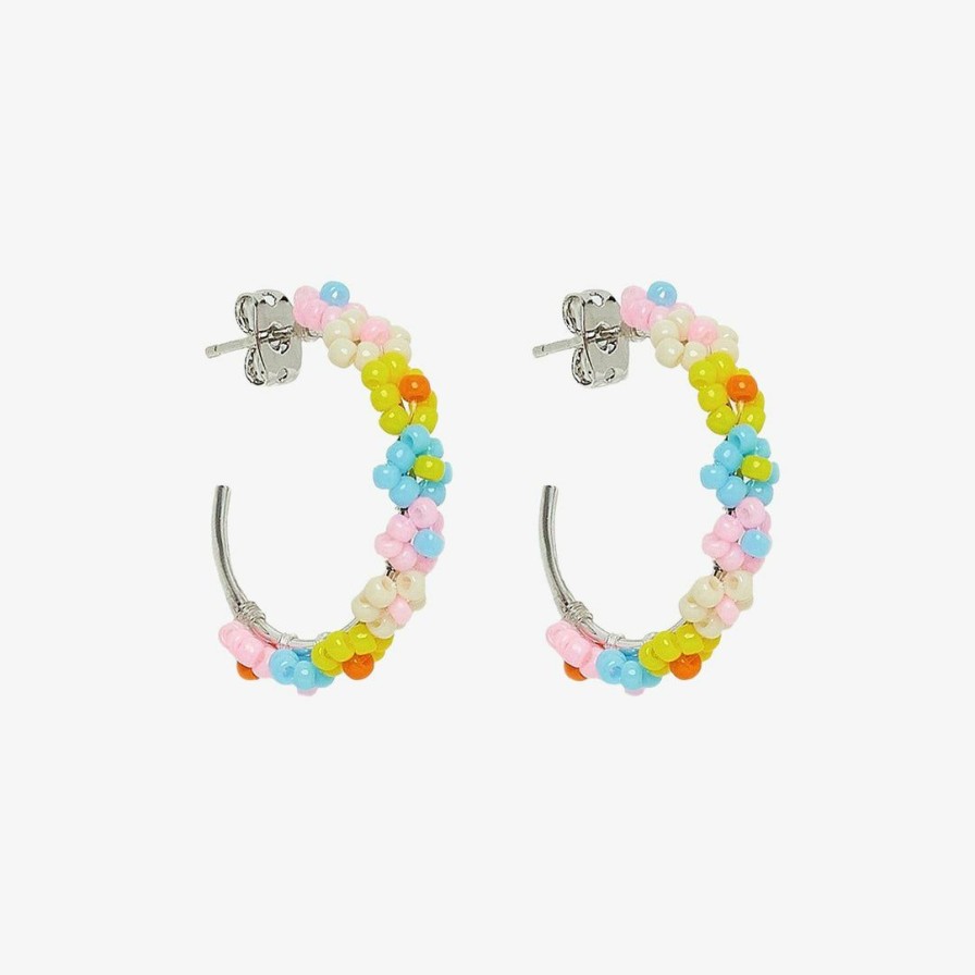 Jewelry * | Outlet Spring 2021 Best Sellers Beaded Flower Hoop Earrings