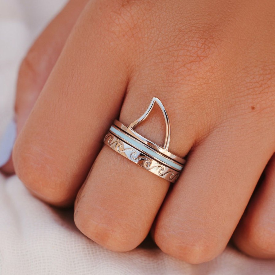 Jewelry * | Best Sale Discovery Shark Week Ring Stack Best Sellers