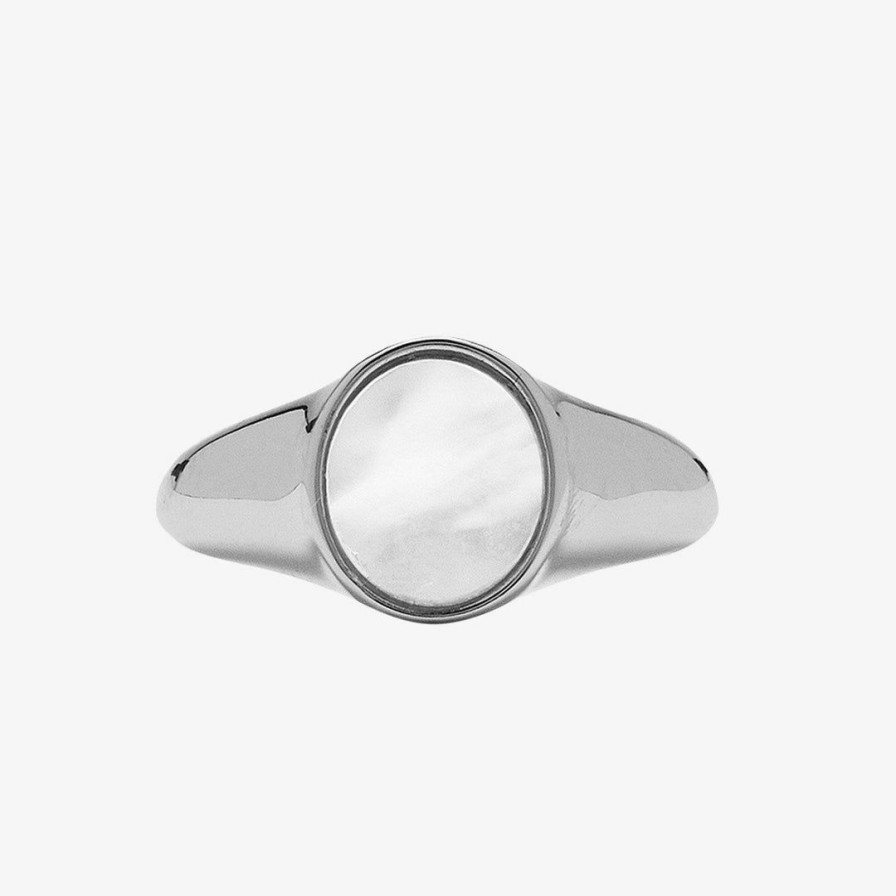 Jewelry * | Coupon Pura Vida Bracelets Mother Of Pearl Signet Ring Best Sellers