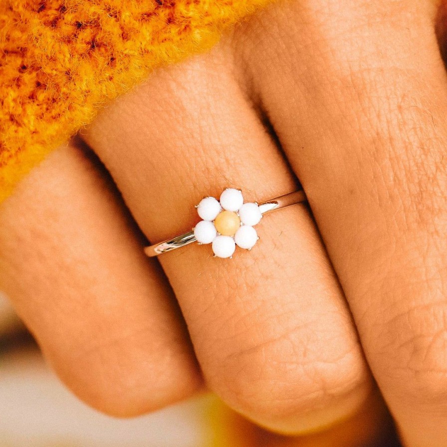 Jewelry * | Discount Spring 2021 Gemstone Daisy Ring Best Sellers