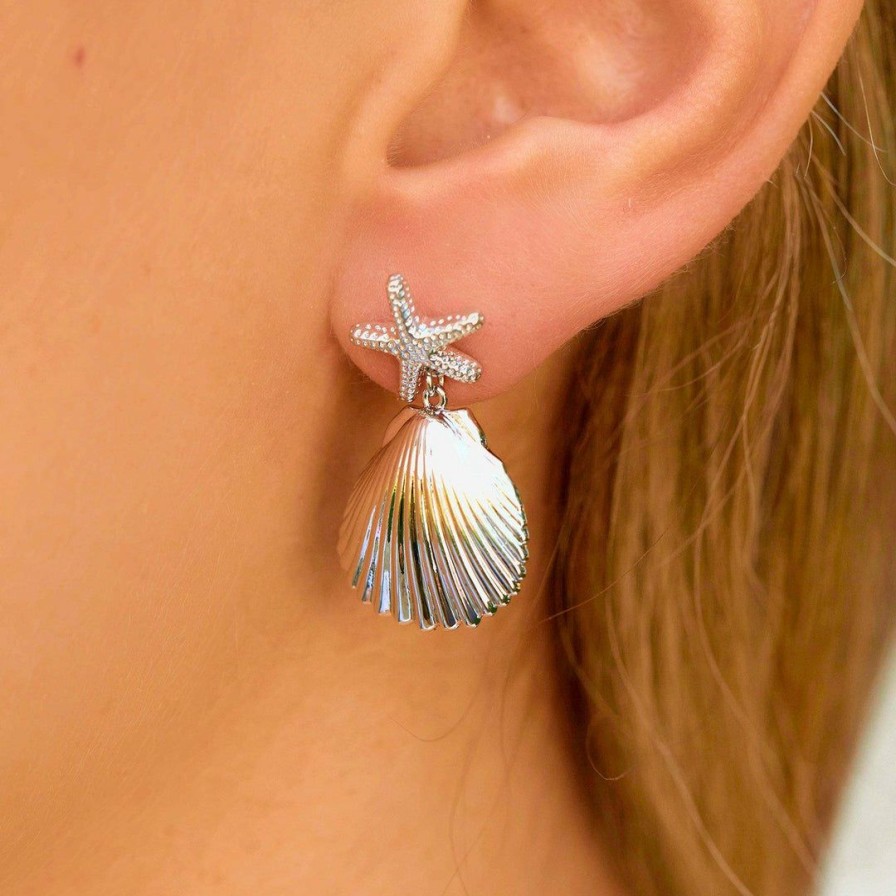 Jewelry * | Hot Sale Pura Vida Bracelets Starfish Dangle Earrings