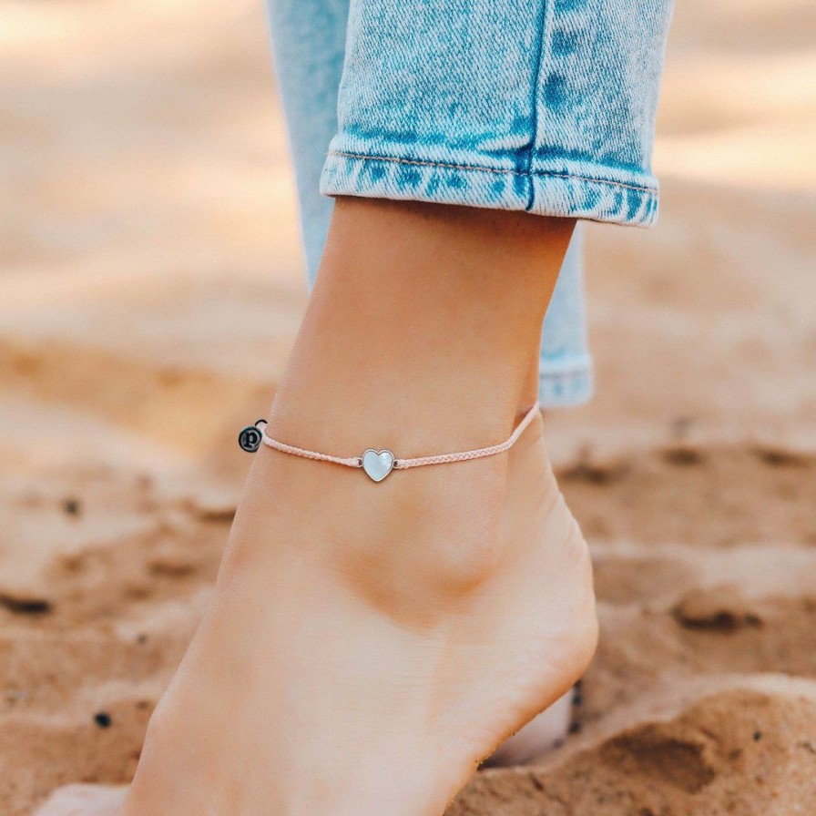 Jewelry * | Promo Pura Vida Bracelets Heart Of Pearl Anklet