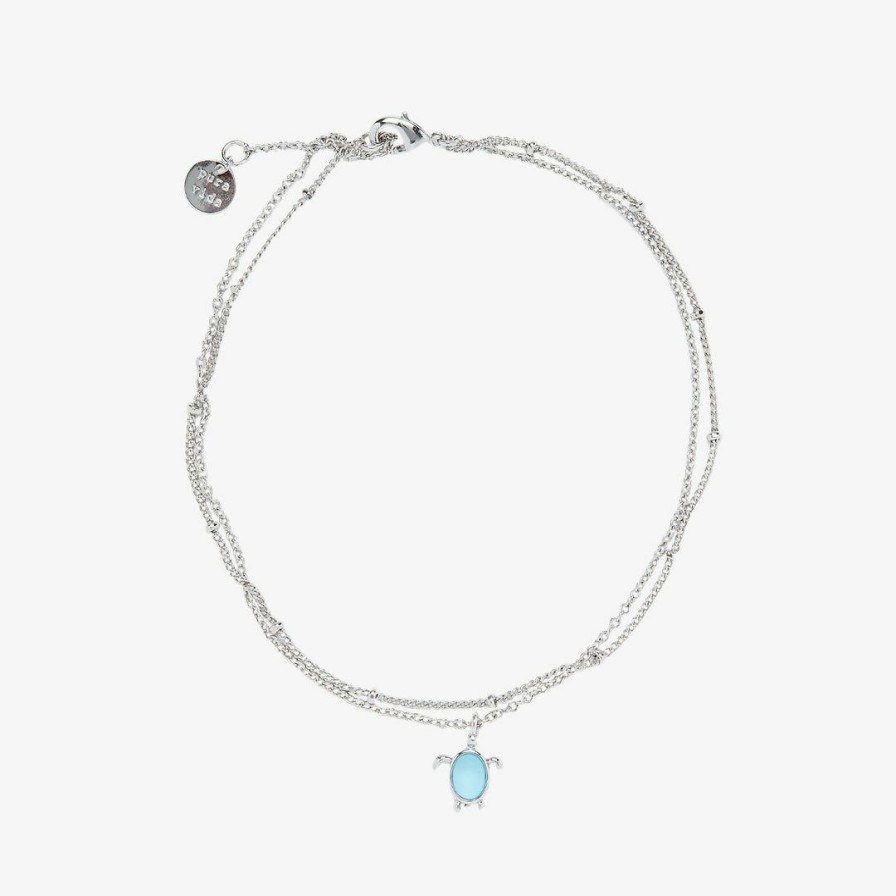 Jewelry * | New Pura Vida Bracelets Best Sellers Double Chain Turtle Anklet