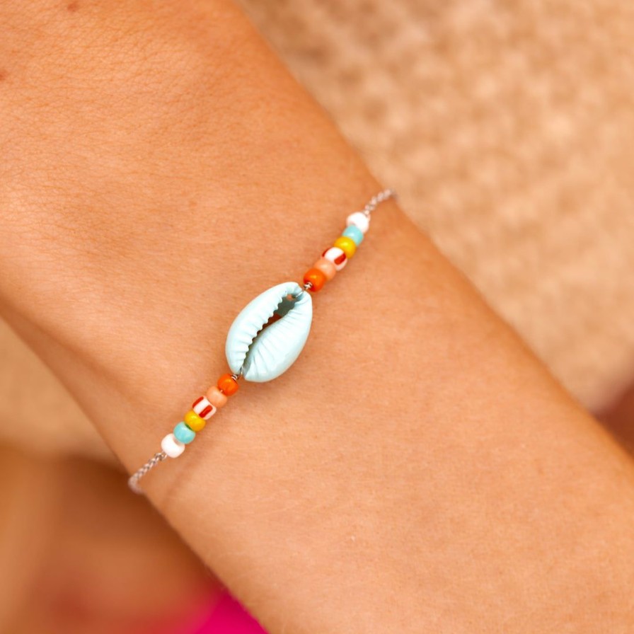 Jewelry * | Best Reviews Of Pura Vida Bracelets Candy Coated Cowrie Slider Bracelet