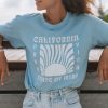 Clothing * | Budget Pura Vida Bracelets Best Sellers California State Of Mind Tee Pale Blue