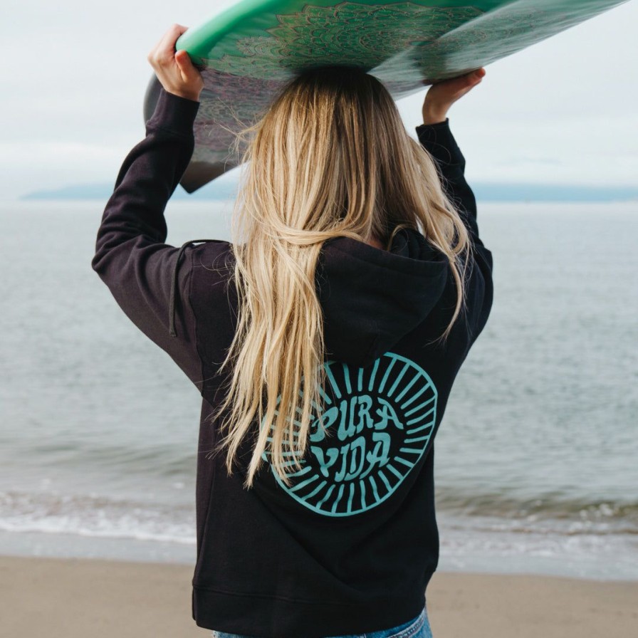 Clothing * | Best Deal Pura Vida Bracelets Pv Sun Logo Hoodie