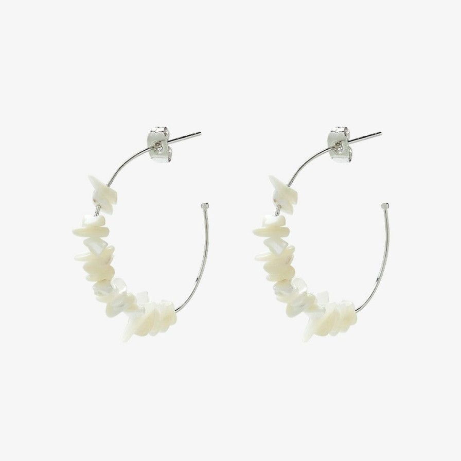 Jewelry * | Coupon Pura Vida Bracelets Mother Of Pearl Chip Hoop Earrings Best Sellers