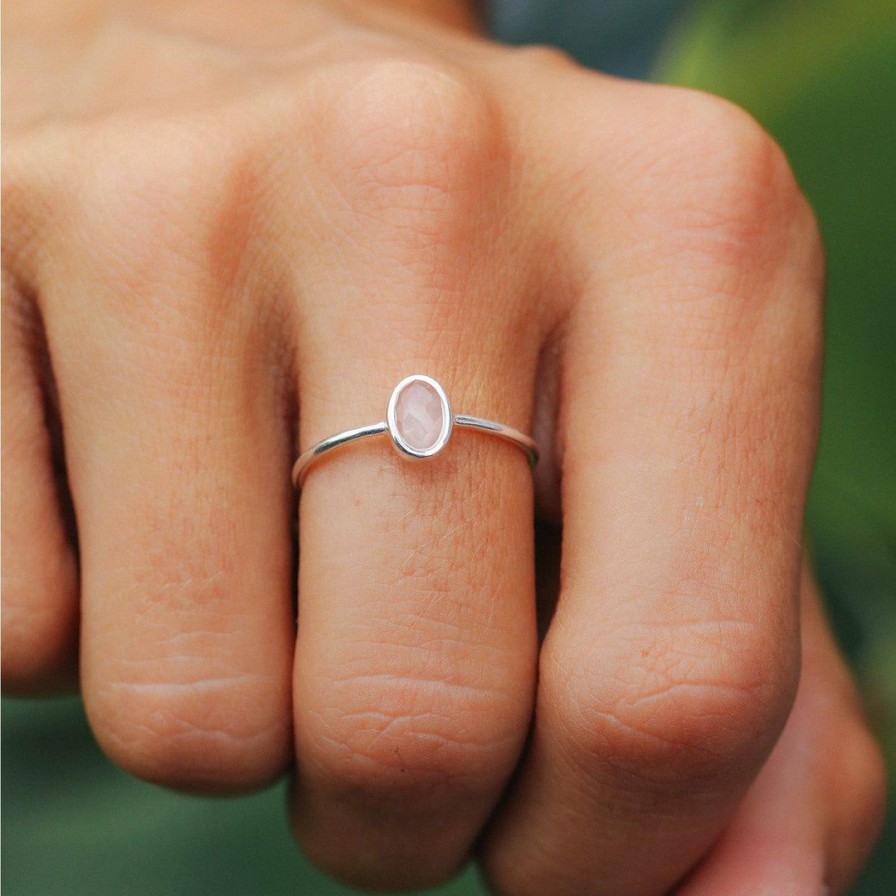 Jewelry * | Top 10 Pura Vida Bracelets Oval Rose Quartz Ring Jewelry