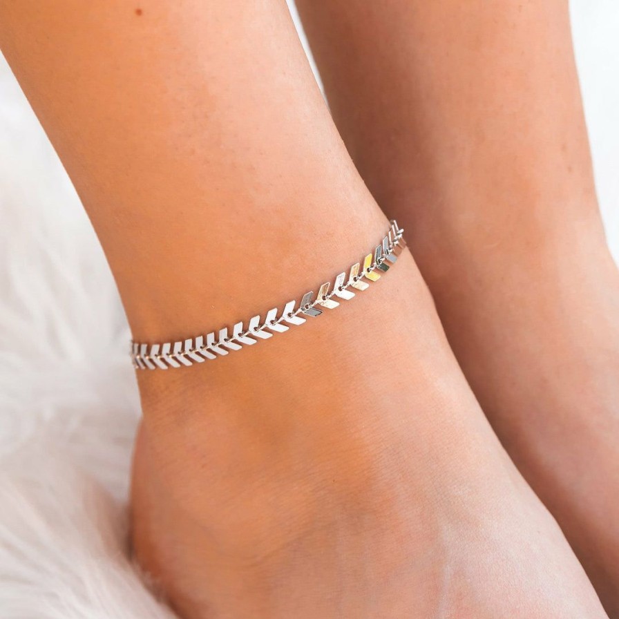 Jewelry * | Discount Pura Vida Bracelets Best Sellers Chevron Chain Anklet