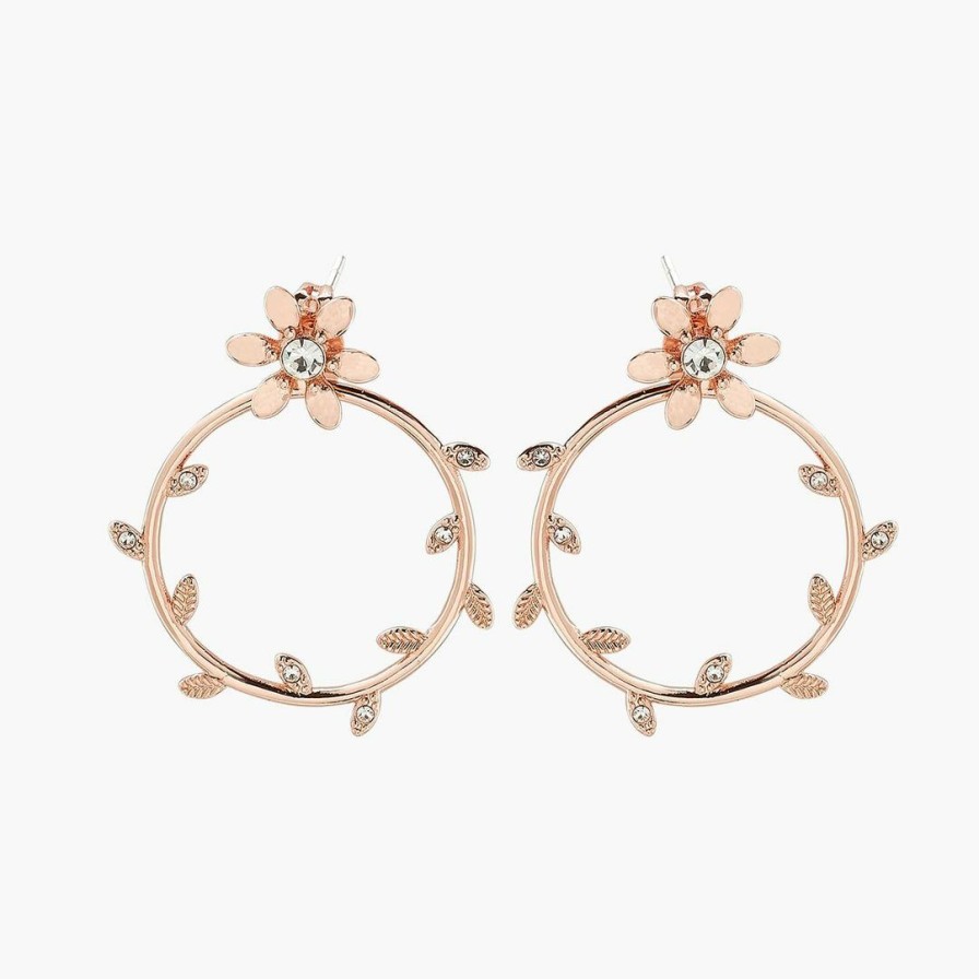 Jewelry * | Wholesale Pura Vida Bracelets Pretty Petal Flat Hoop Earrings